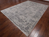 Grey Modern Hand Knotted Wool & Silk Rug - 9' 1" X 11' 10"