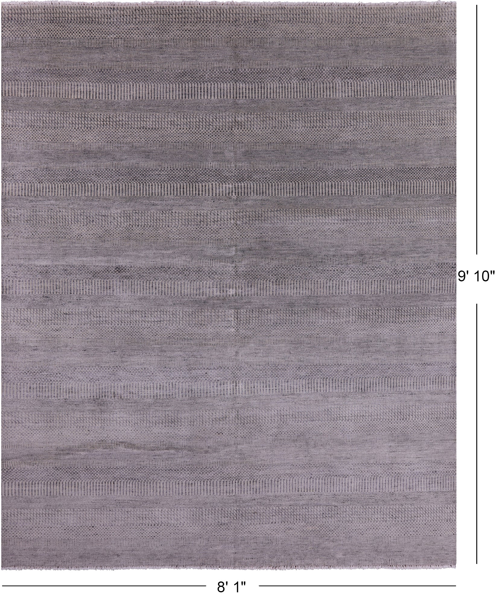 Grey Savannah Grass Handmade Wool & Silk Rug - 8' 1" X 9' 10" - Golden Nile