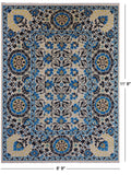 Ivory William Morris Hand Knotted Wool Rug - 8' 9" X 11' 8" - Golden Nile
