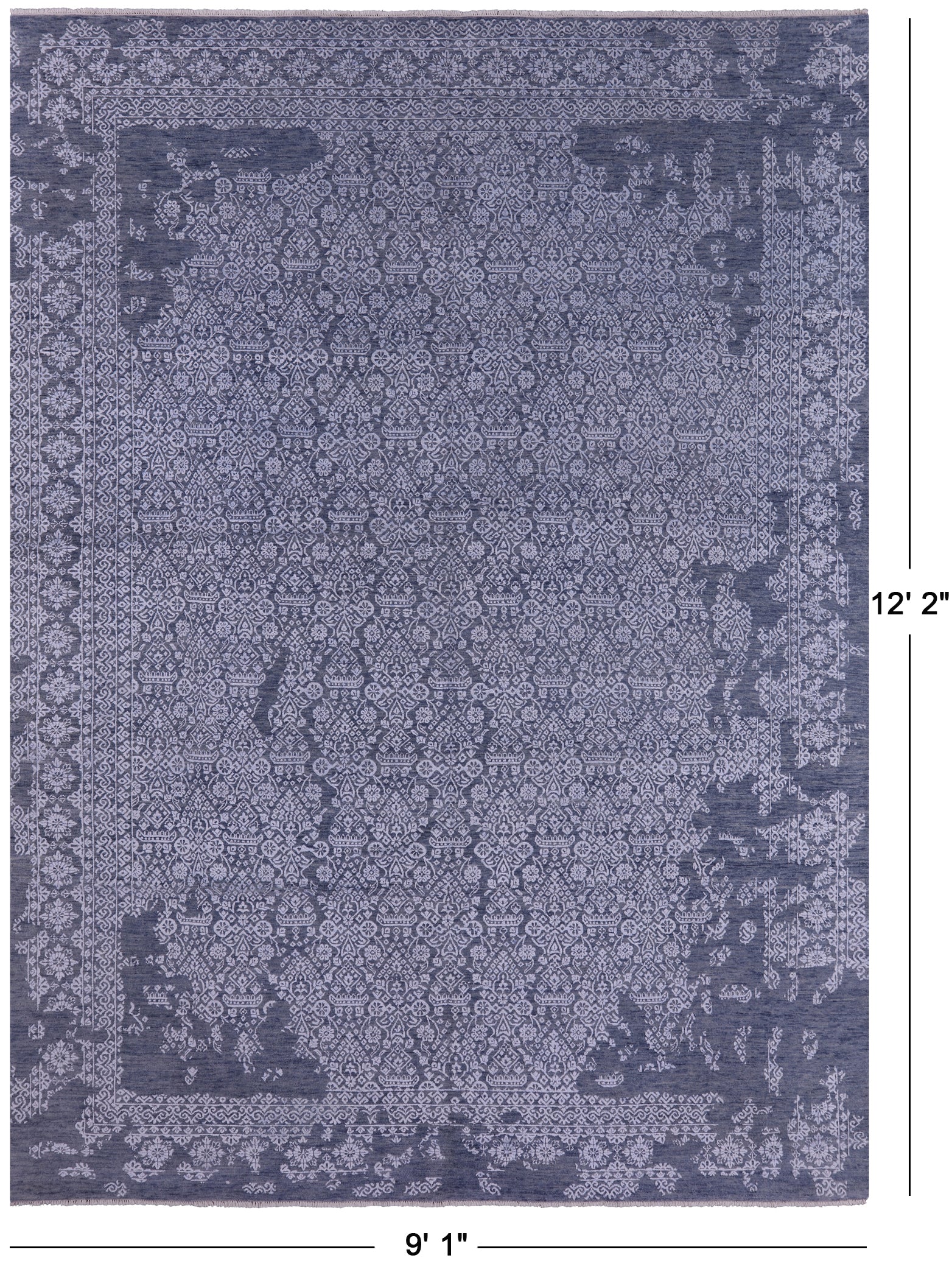 Modern Hand Knotted Wool & Silk Rug - 9' 1" X 12' 2" - Golden Nile