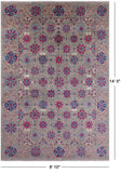 Grey William Morris Hand Knotted Wool Rug - 9' 10" X 14' 5" - Golden Nile