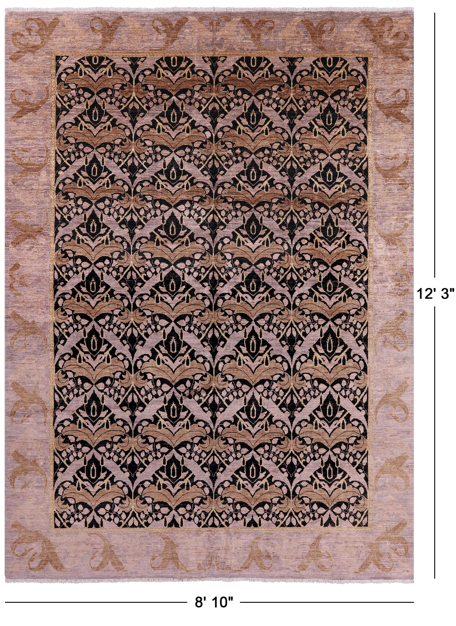William Morris Handmade Wool Rug - 8' 10" X 12' 3" - Golden Nile