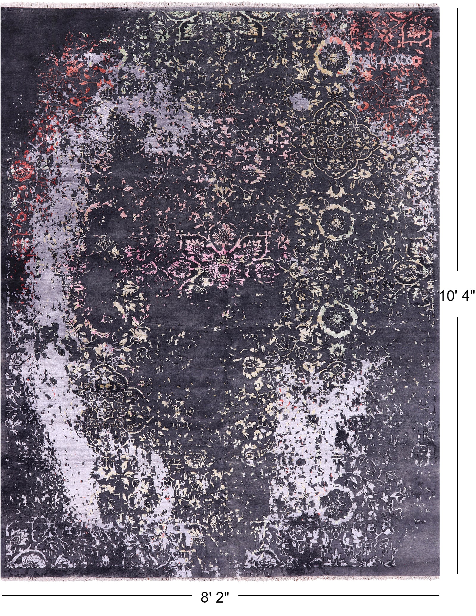 Abstract Contemporary Hand Knotted Wool & Silk Rug - 8' 2" X 10' 4" - Golden Nile