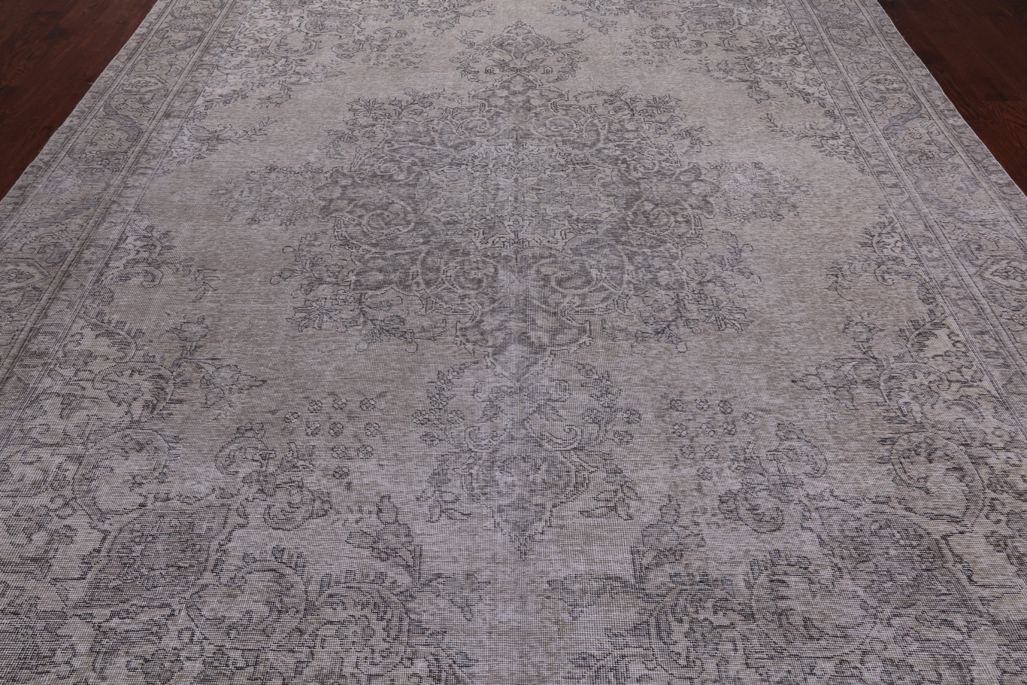 SUPER SALE Ivory Persian Vintage White Wash Hand Knotted Wool Rug - 9' 6" X 12' 11"
