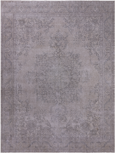 SUPER SALE Ivory Persian Vintage White Wash Hand Knotted Wool Rug - 9' 6" X 12' 11"