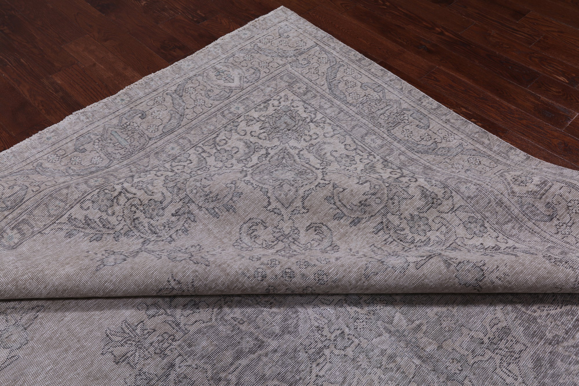 SUPER SALE Ivory Persian Vintage White Wash Hand Knotted Wool Rug - 9' 6" X 12' 11"