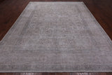 SUPER SALE Ivory Persian Vintage White Wash Handmade Wool Rug - 9' 6" X 12' 1"