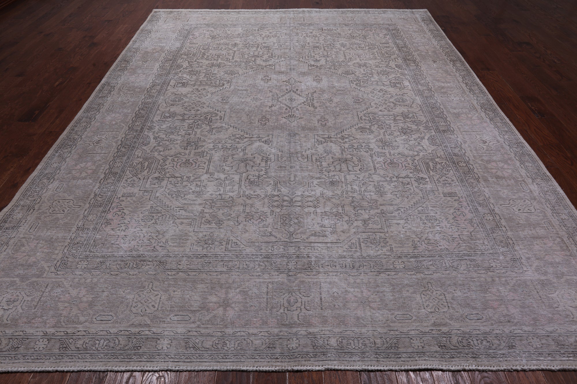 SUPER SALE Ivory Persian Vintage White Wash Handmade Wool Rug - 9' 6" X 12' 1"