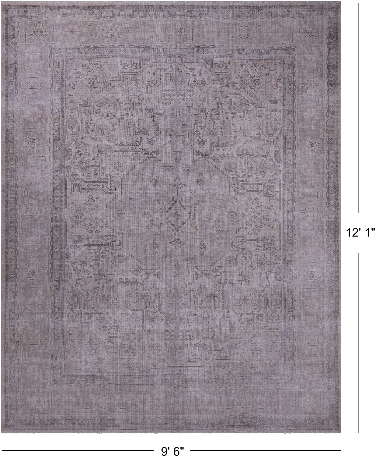 SUPER SALE Ivory Persian Vintage White Wash Handmade Wool Rug - 9' 6" X 12' 1"