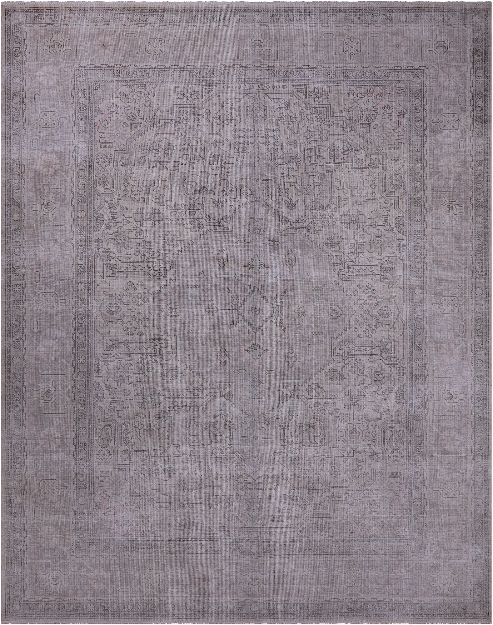 SUPER SALE Ivory Persian Vintage White Wash Handmade Wool Rug - 9' 6" X 12' 1"