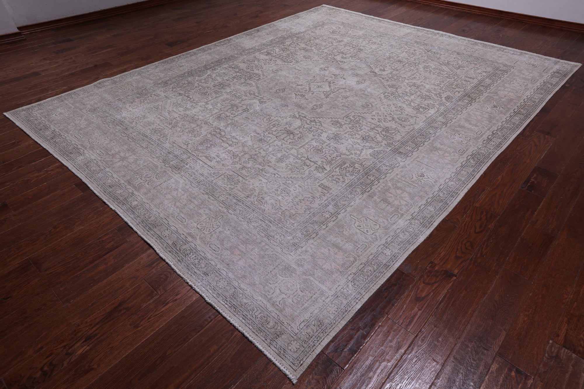 SUPER SALE Ivory Persian Vintage White Wash Handmade Wool Rug - 9' 6" X 12' 1"
