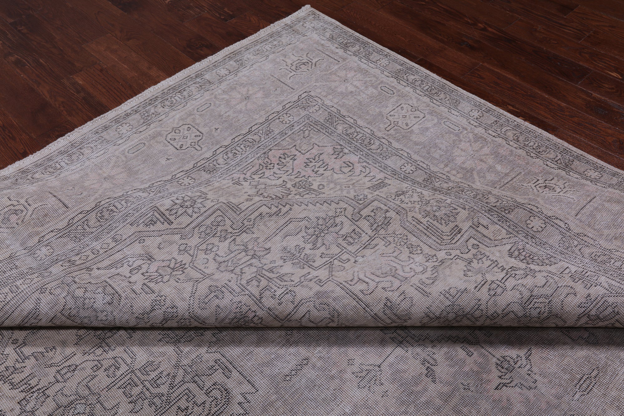 SUPER SALE Ivory Persian Vintage White Wash Handmade Wool Rug - 9' 6" X 12' 1"