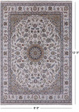 Ivory Persian Nain Hand Knotted Wool & Silk Rug - 8' 9" X 12' 5" - Golden Nile