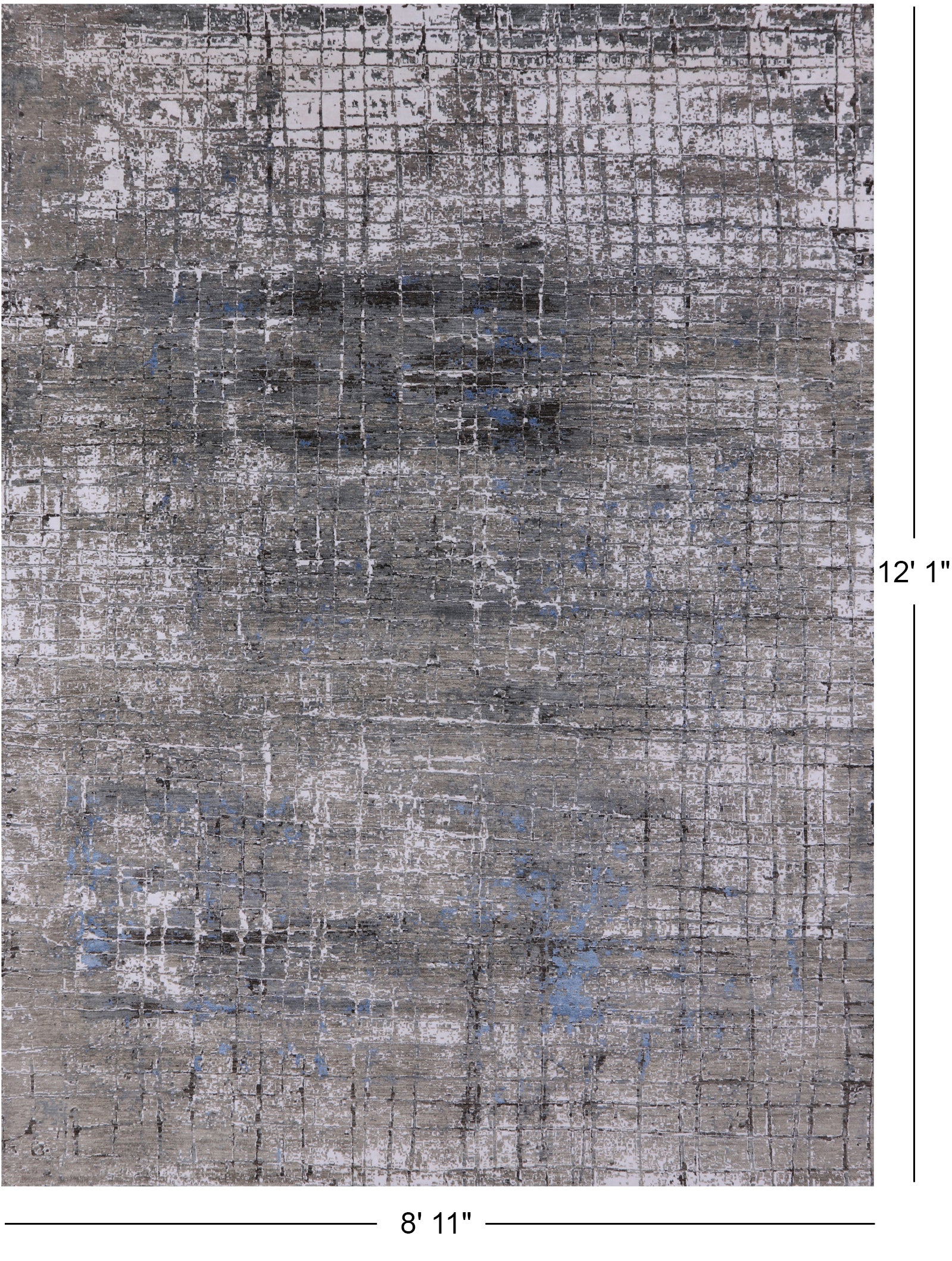 Abstract Contemporary Hand Knotted Wool & Silk Rug - 8' 11" X 12' 1" - Golden Nile