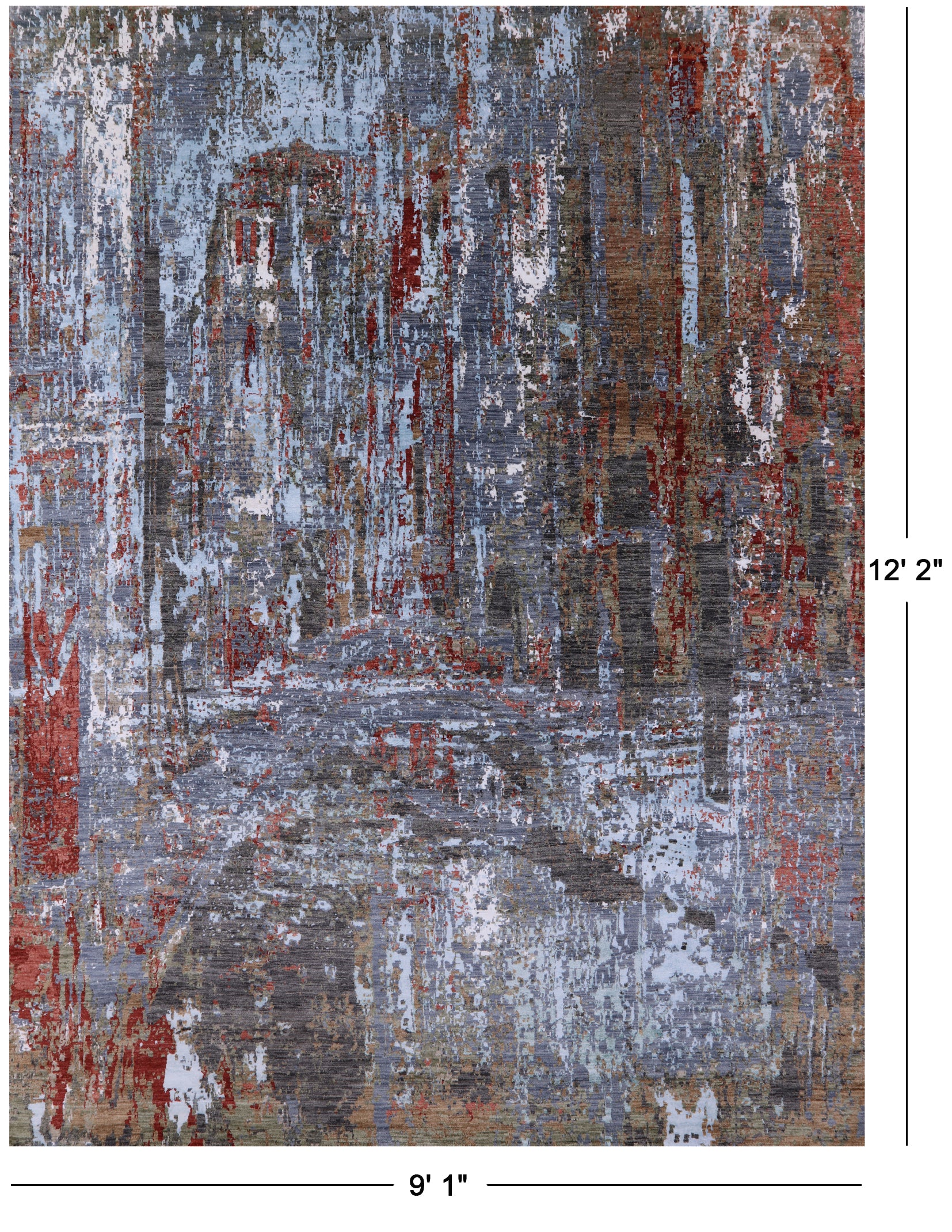 Modern Hand Knotted Wool & Silk Rug - 9' 1" X 12' 2" - Golden Nile