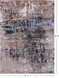 Abstract Modern Hand Knotted Wool & Silk Rug - 9' 1" X 12' 2" - Golden Nile