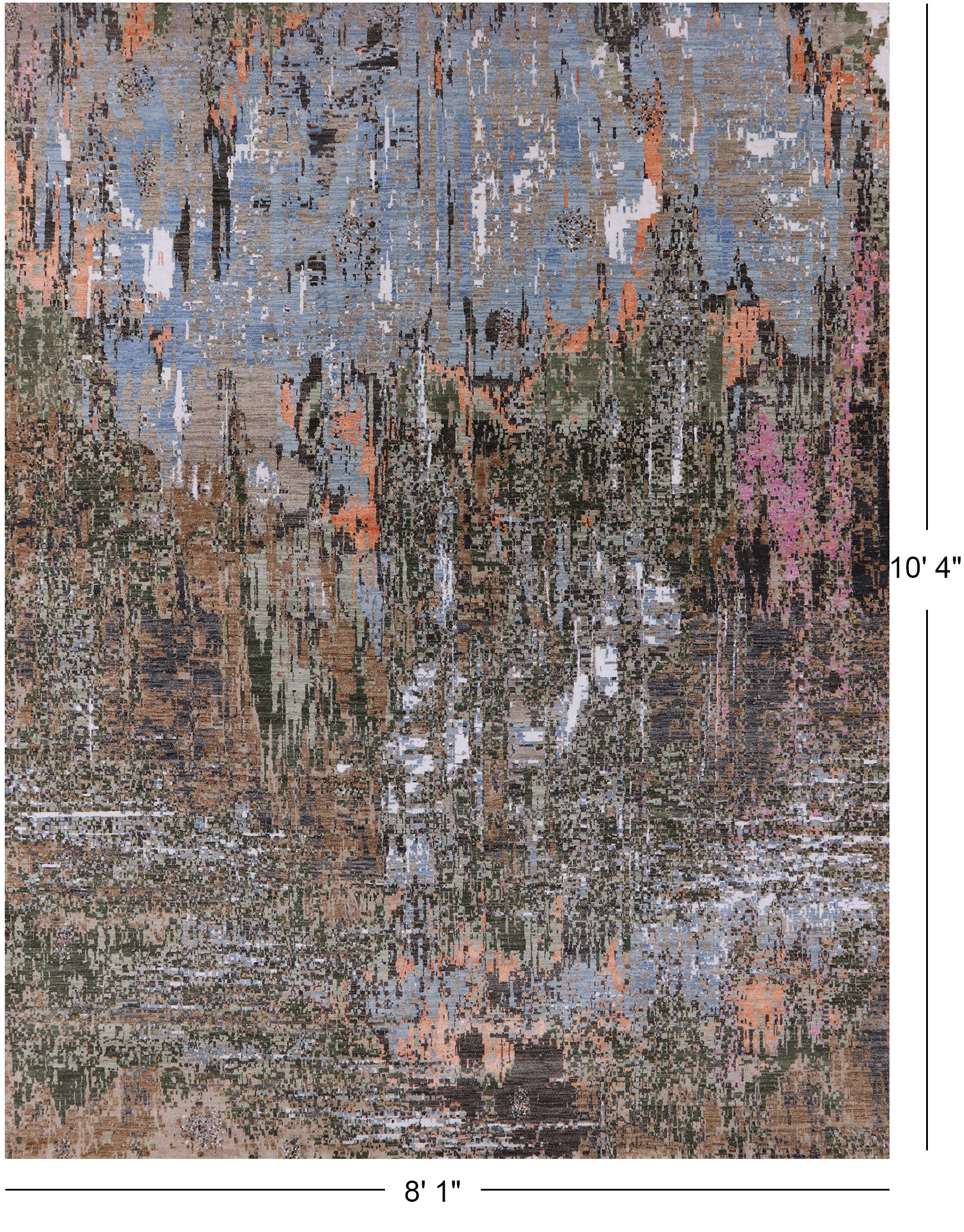 Abstract Modern Hand Knotted Wool & Silk Rug - 8' 1" X 10' 4" - Golden Nile