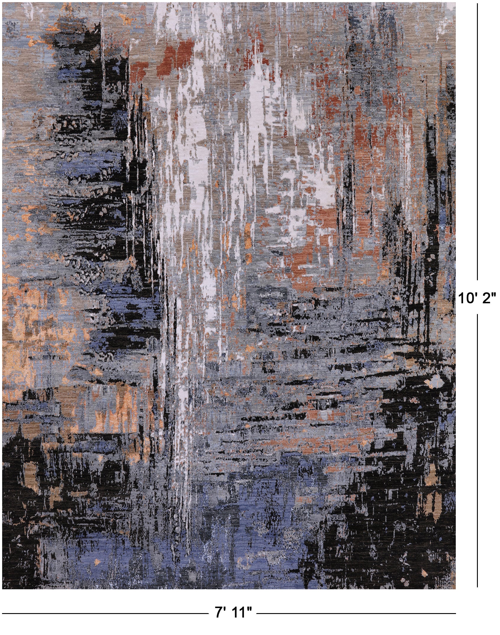 Abstract Modern Handmade Wool & Silk Rug - 7' 11" X 10' 2" - Golden Nile