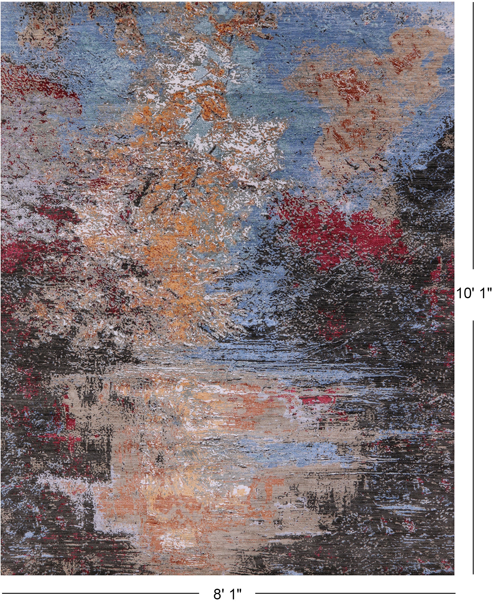 Modern Hand Knotted Wool & Silk Rug - 8' 1" X 10' 1" - Golden Nile