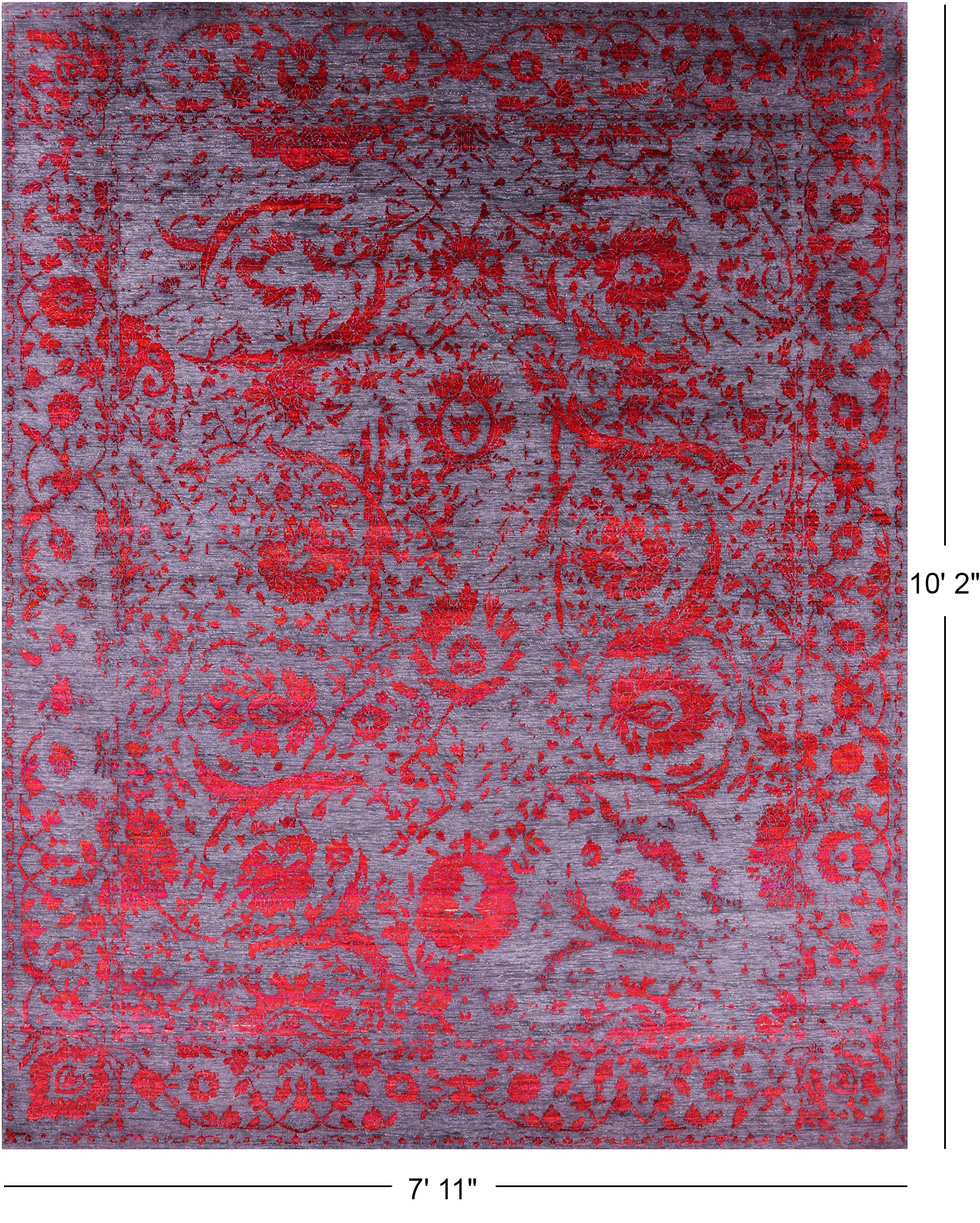 Grey Modern Hand Knotted Wool & Silk Rug - 7' 11" X 10' 2" - Golden Nile
