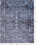 Grey Contemporary Hand Knotted Wool & Silk Rug - 8' 0" X 9' 10" - Golden Nile