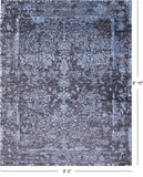 Grey Contemporary Hand Knotted Wool & Silk Rug - 8' 0" X 9' 10" - Golden Nile