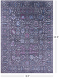 Grey Contemporary Hand Knotted Wool & Silk Rug - 9' 0" X 12' 3" - Golden Nile
