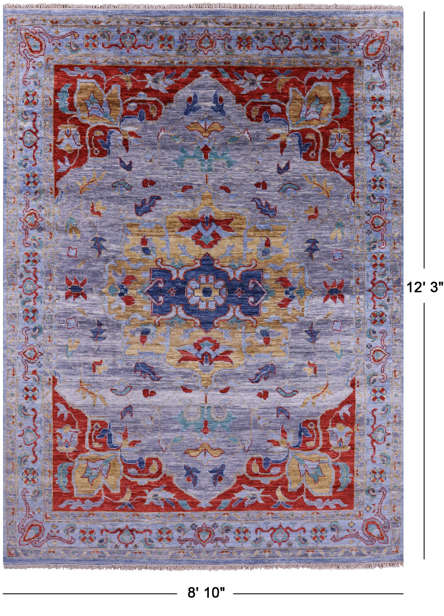 Persian Fine Serapi Hand Knotted Wool Rug - 8' 10" X 12' 3" - Golden Nile
