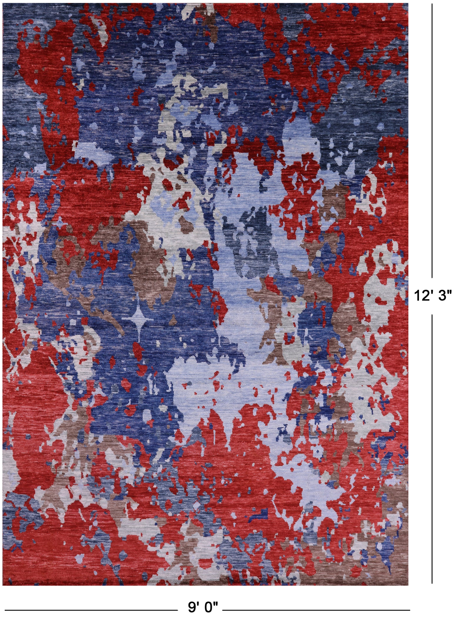 Abstract Contemporary Hand Knotted Wool Rug - 9' 0" X 12' 3" - Golden Nile