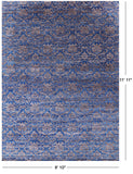 Blue Modern Hand Knotted Wool Rug - 8' 10" X 11' 11" - Golden Nile