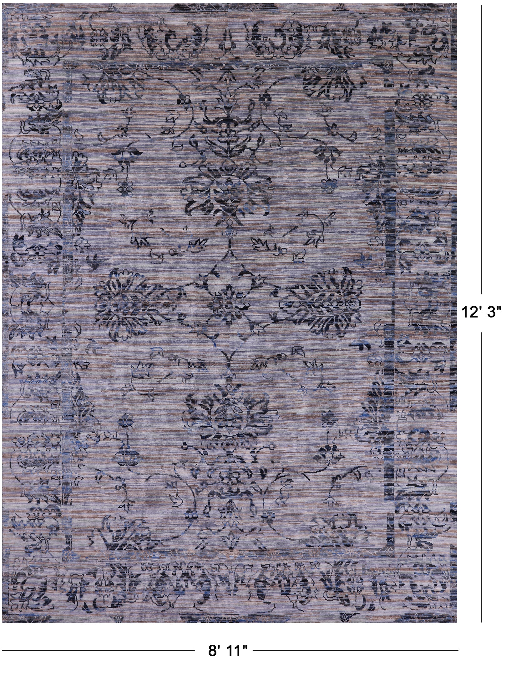 Modern Handmade Wool Rug - 8' 11" X 12' 3" - Golden Nile