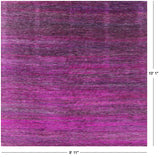 Purple Square Savannah Grass Handmade Wool & Silk Rug - 9' 11" X 10' 1" - Golden Nile