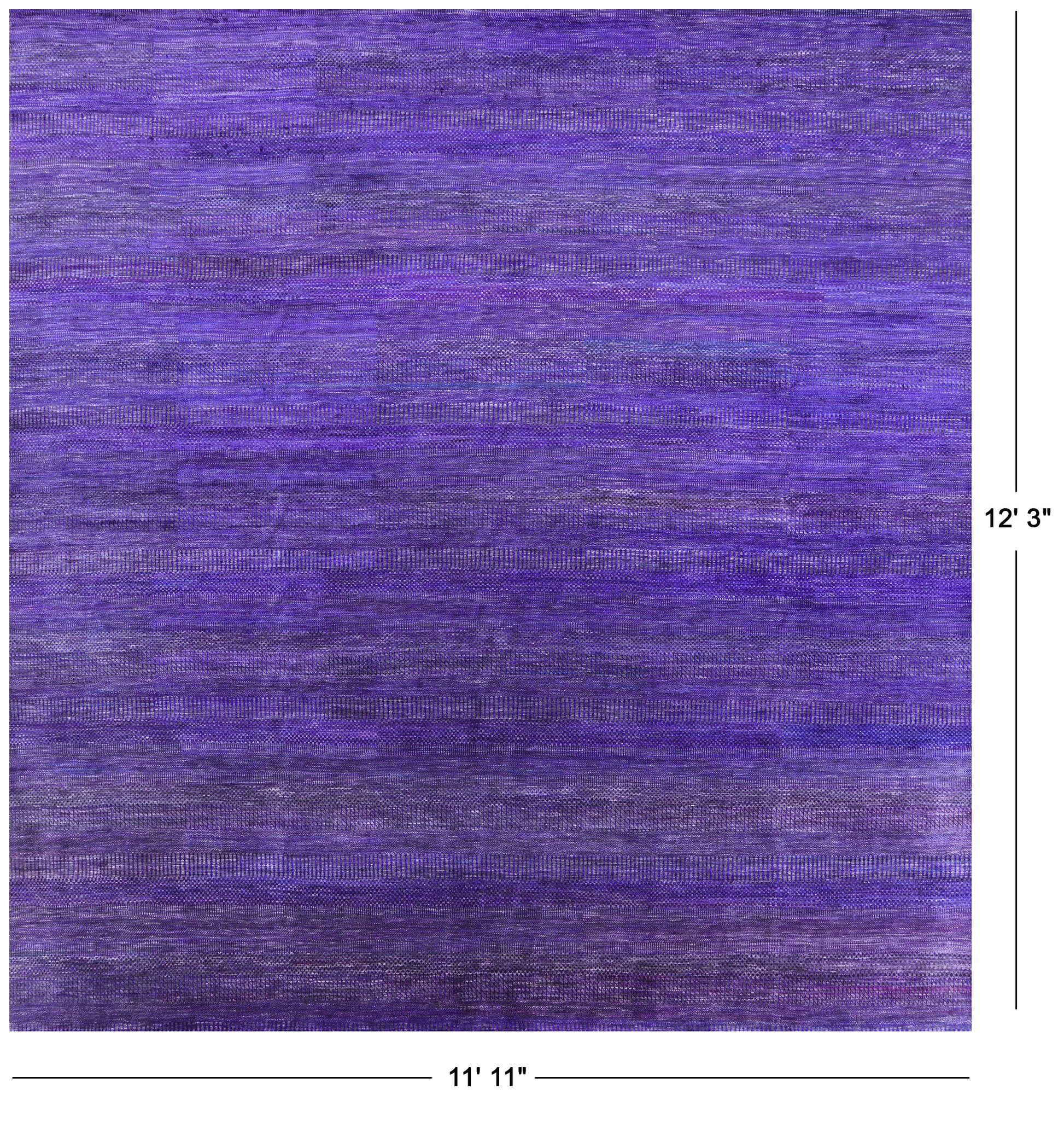 Purple Square Savannah Grass Hand Knotted Wool & Silk Rug - 11' 11" X 12' 3" - Golden Nile
