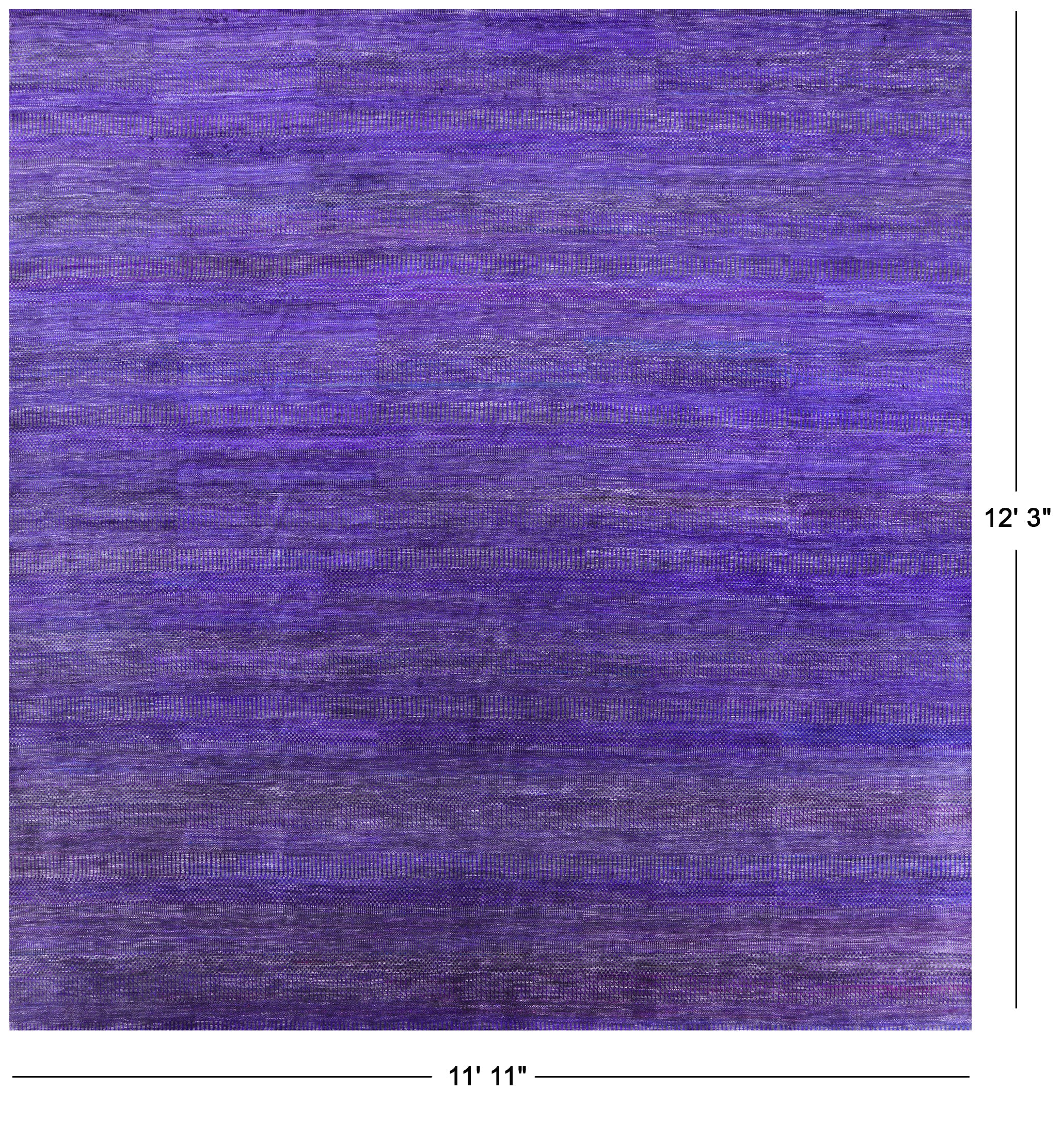 Purple Square Savannah Grass Hand Knotted Wool & Silk Rug - 11' 11" X 12' 3" - Golden Nile