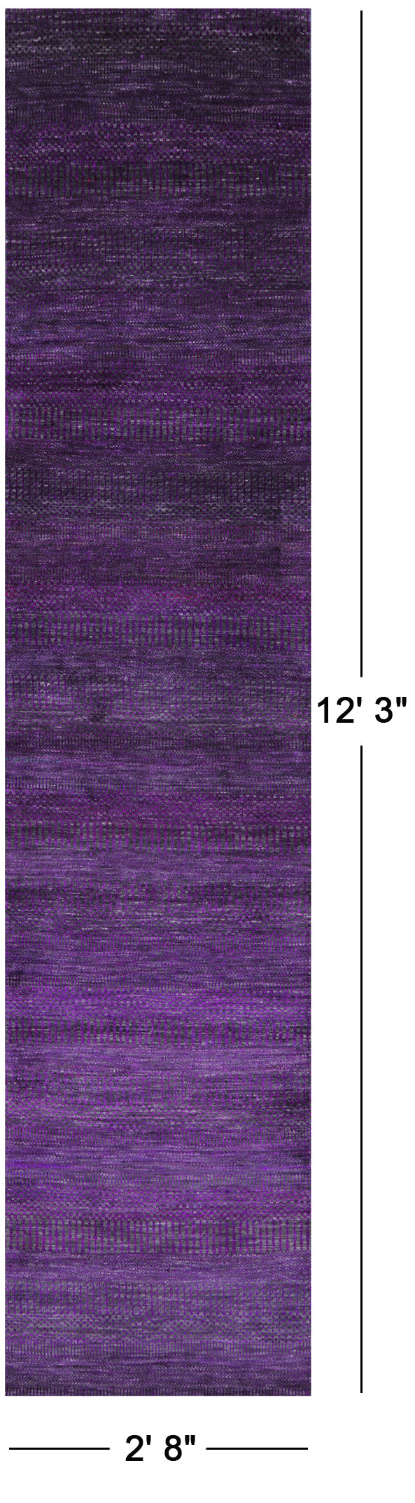 Purple Savannah Grass Hand Knotted Wool & Silk Runner Rug - 2' 8" X 12' 3" - Golden Nile