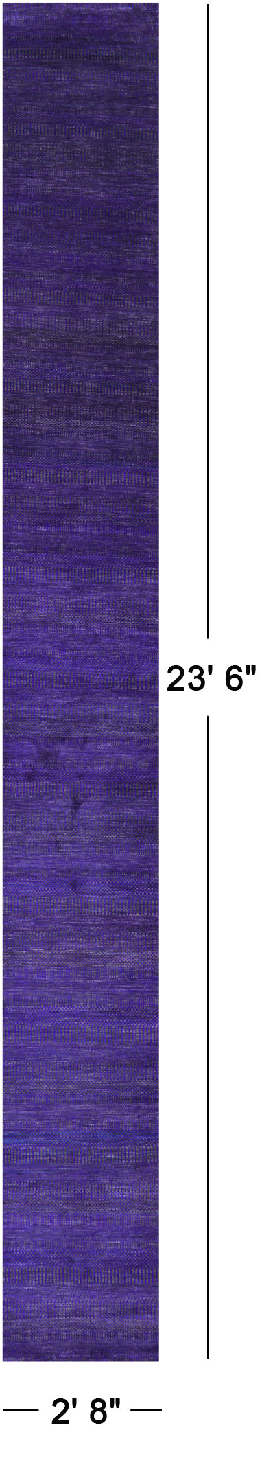 Purple Savannah Grass Handmade Wool & Silk Runner Rug - 2' 8" X 23' 6" - Golden Nile