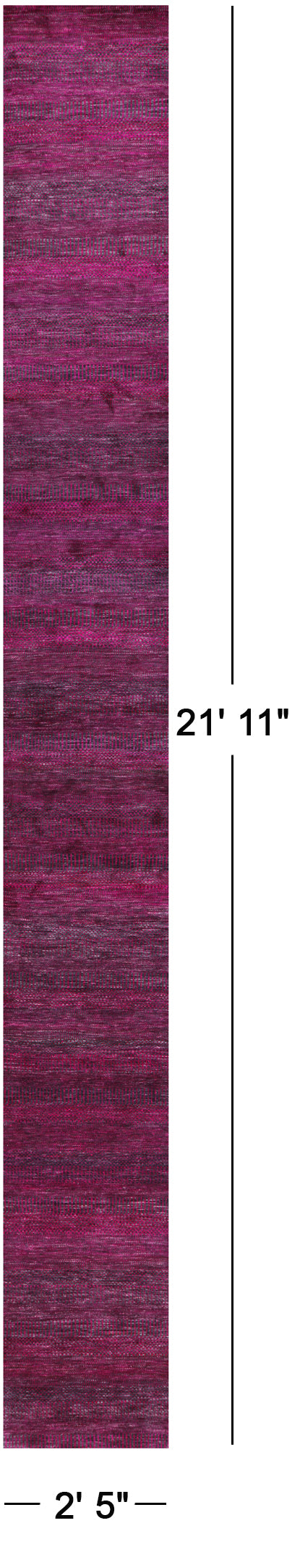 Pink Savannah Grass Handmade Wool & Silk Runner Rug - 2' 5" X 21' 11" - Golden Nile