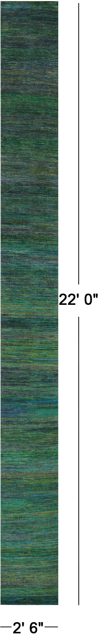 Green Savannah Grass Hand Knotted Wool & Silk Runner Rug - 2' 6" X 22' 0" - Golden Nile
