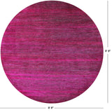Pink Round Savannah Grass Handmade Wool & Silk Rug - 9' 8" X 9' 8" - Golden Nile
