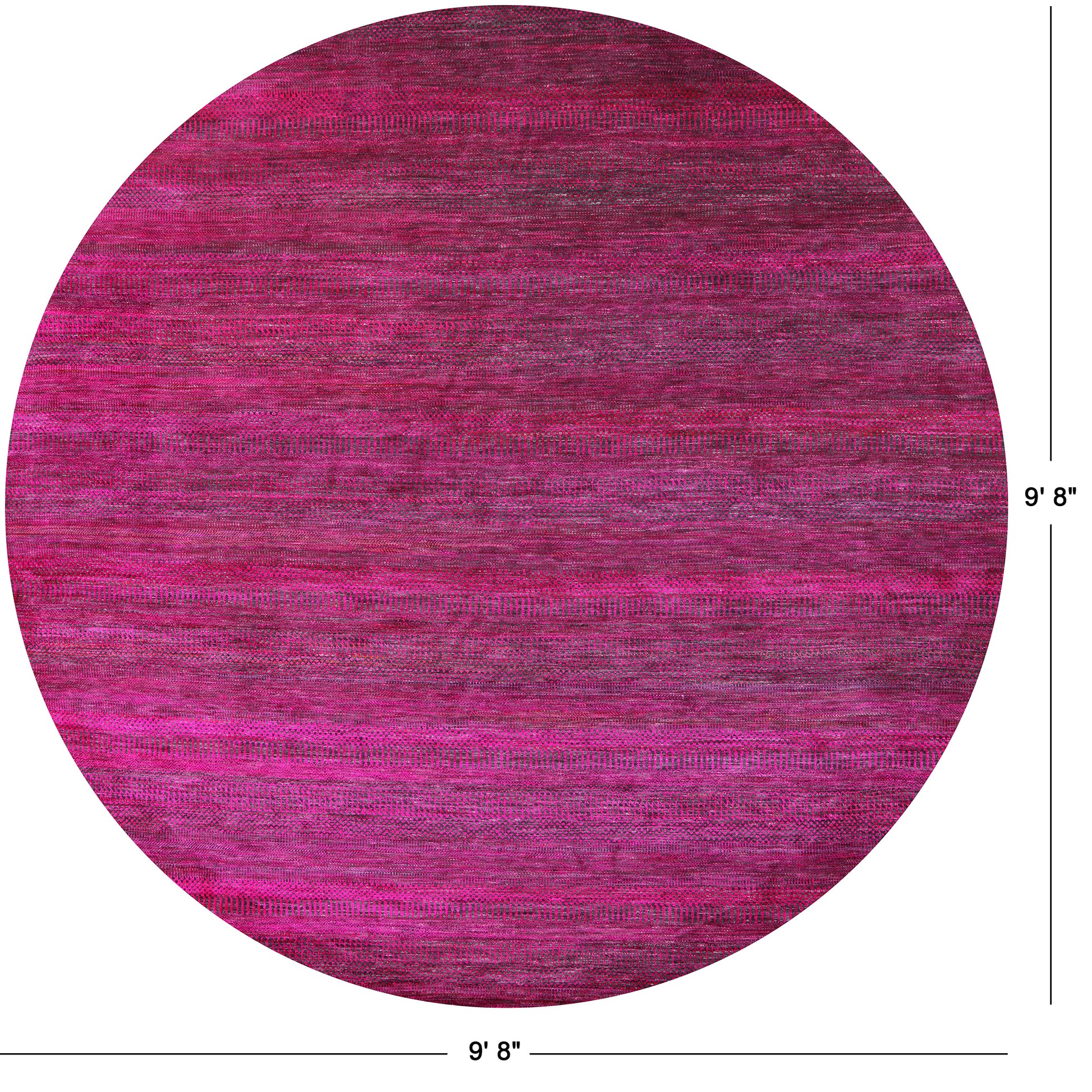 Pink Round Savannah Grass Handmade Wool & Silk Rug - 9' 8" X 9' 8" - Golden Nile