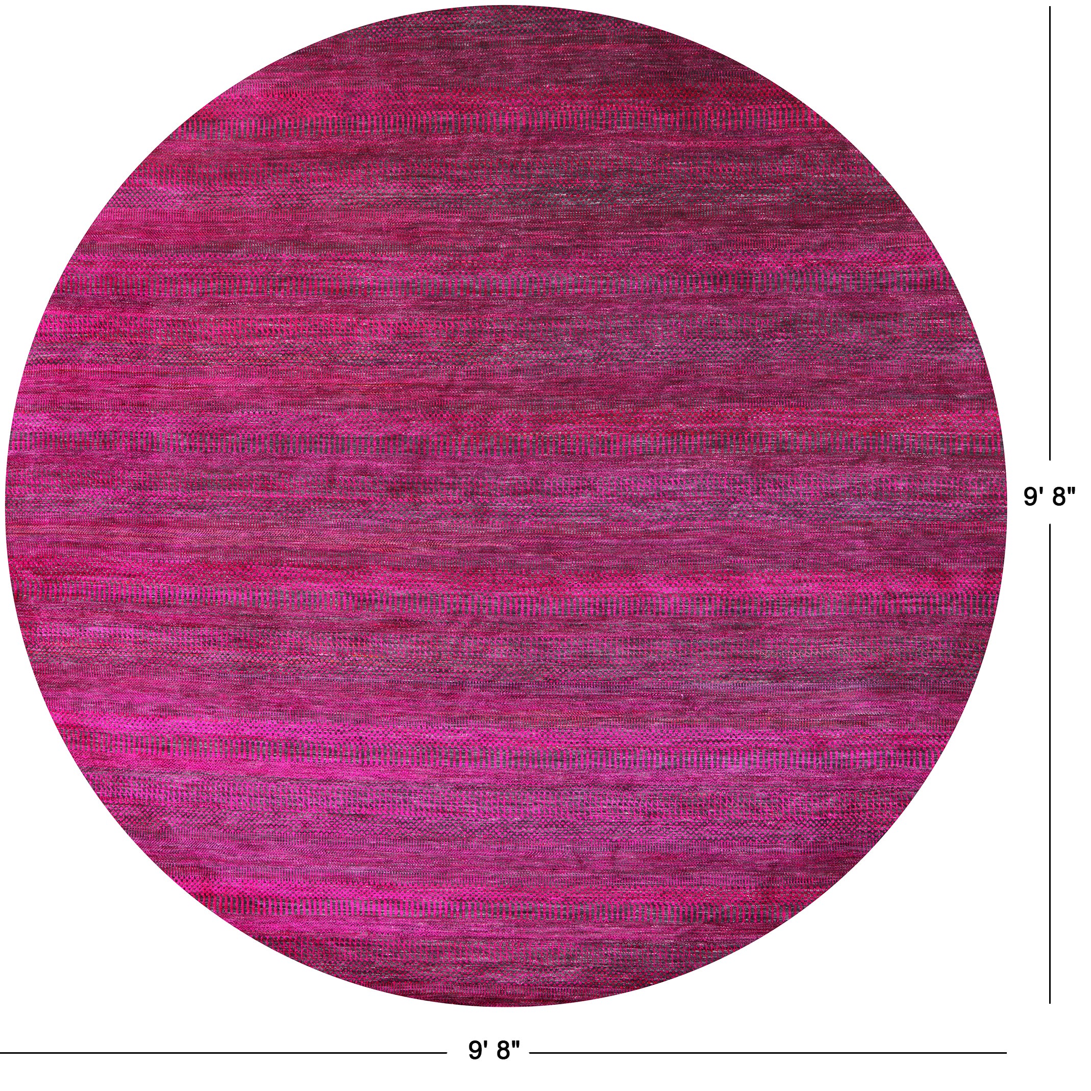 Pink Round Savannah Grass Handmade Wool & Silk Rug - 9' 8" X 9' 8" - Golden Nile