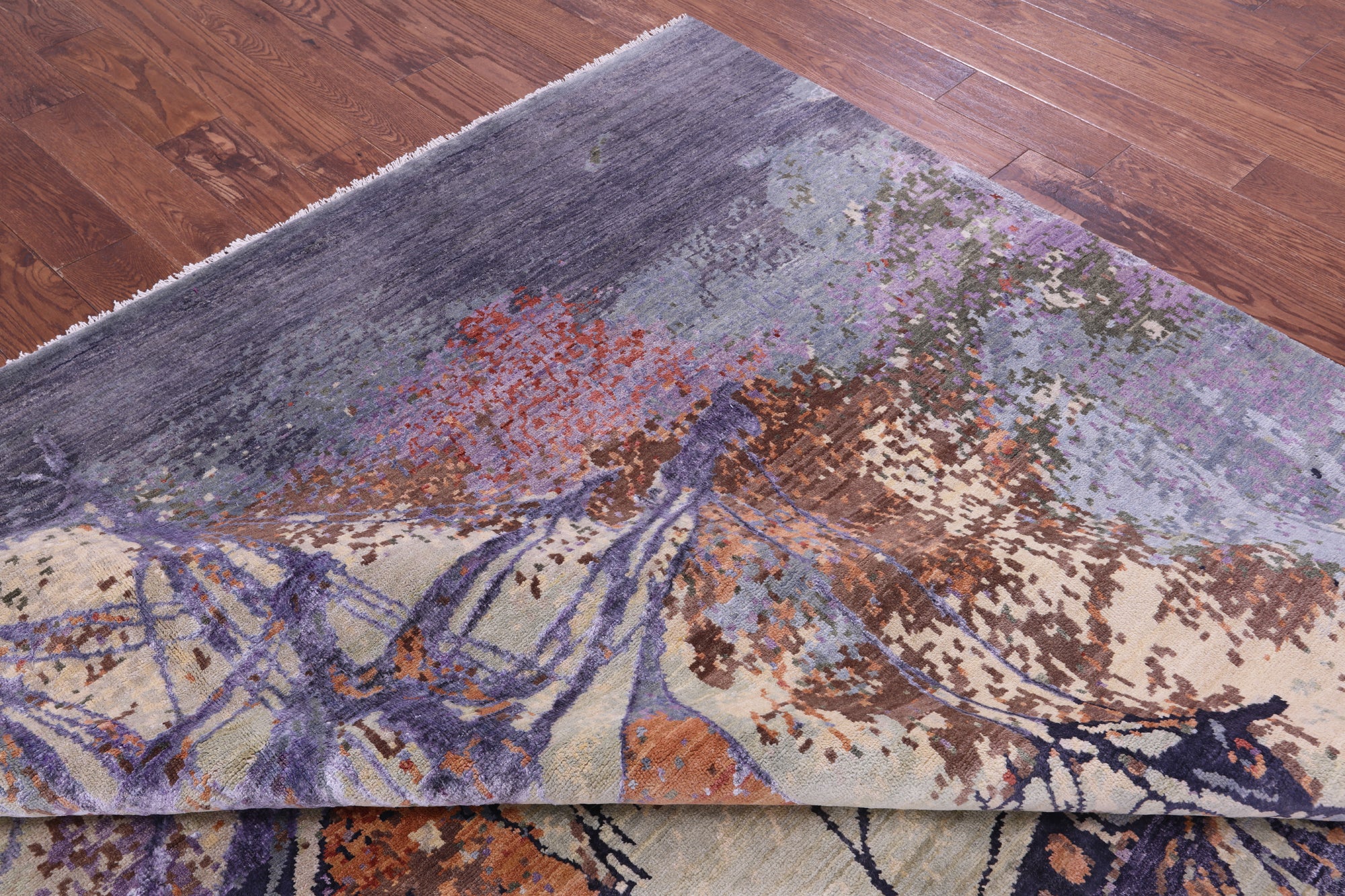 SUPER SALE Contemporary Sailing Ship Handmade Wool & Silk Rug - 9' 0" X 12' 0"