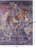 SUPER SALE Contemporary Sailing Ship Handmade Wool & Silk Rug - 9' 0" X 12' 0"