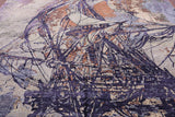SUPER SALE Contemporary Sailing Ship Handmade Wool & Silk Rug - 9' 0" X 12' 0"