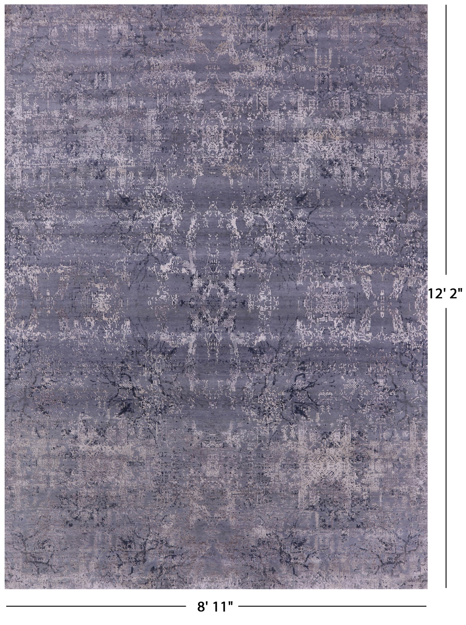 Contemporary Hand Knotted Wool & Silk Rug - 8' 11" X 12' 2" - Golden Nile