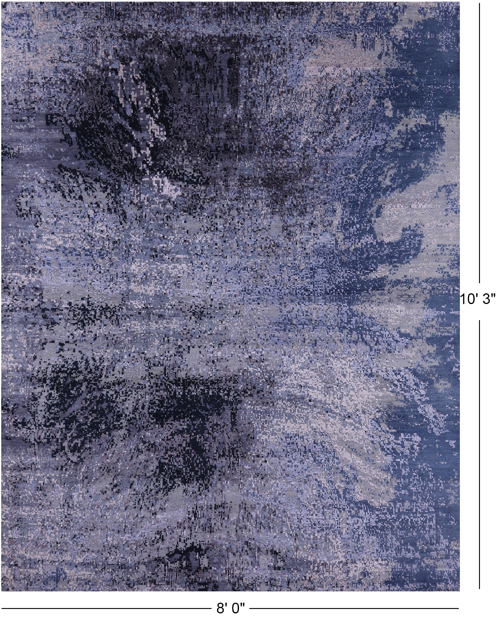 Abstract Contemporary Hand Knotted Wool & Silk Rug - 8' 0" X 10' 3" - Golden Nile