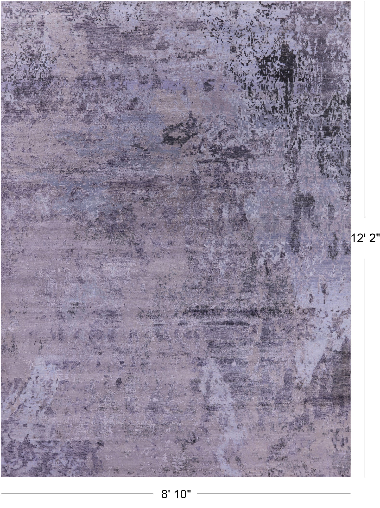 Abstract Modern Hand Knotted Wool & Silk Rug - 8' 10" X 12' 2" - Golden Nile