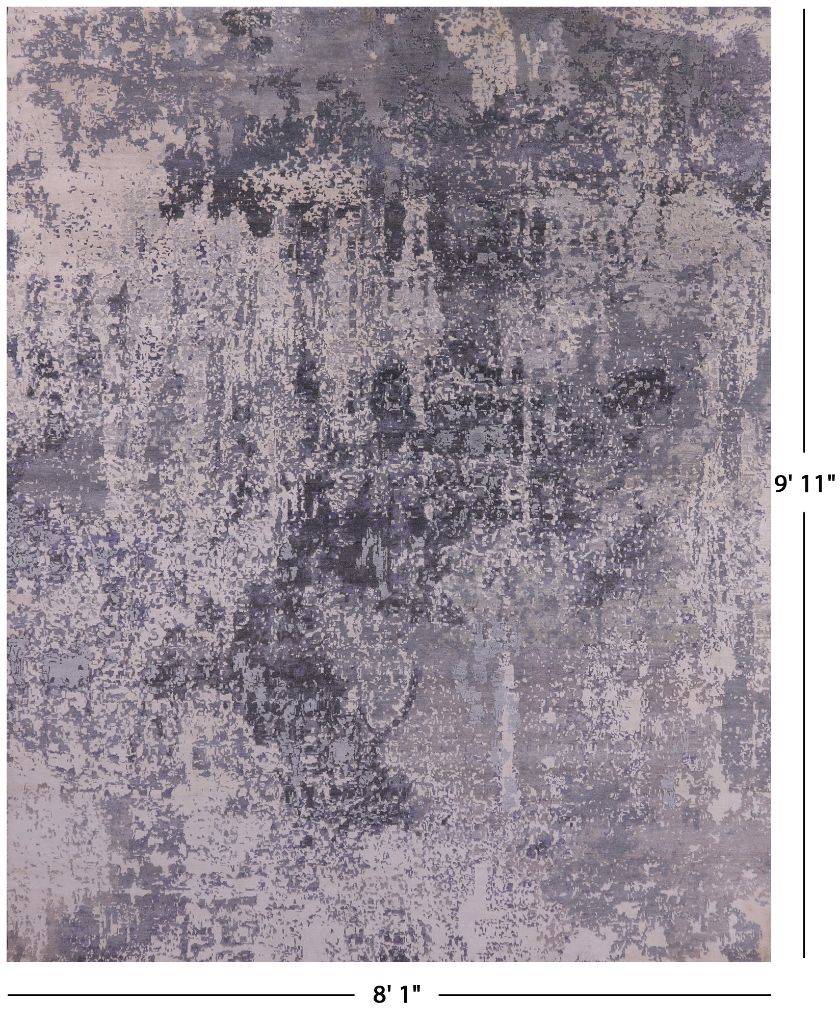 Abstract Modern Hand Knotted Wool & Silk Rug - 8' 1" X 9' 11" - Golden Nile