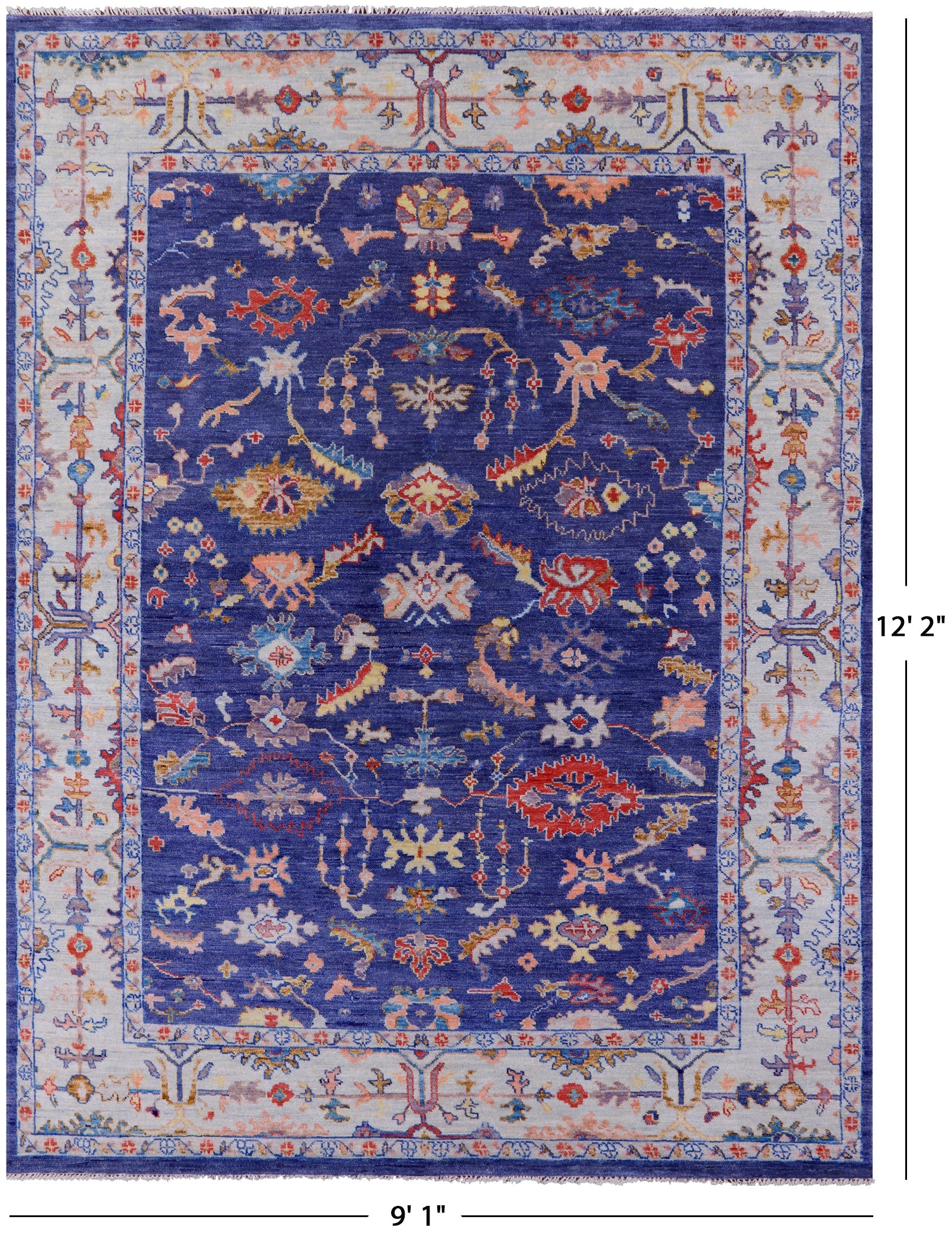 Turkish Oushak Handmade Wool Rug - 9' 1" X 12' 2" - Golden Nile