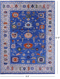 Blue Turkish Oushak Hand Knotted Wool Rug - 9' 4" X 12' 3" - Golden Nile